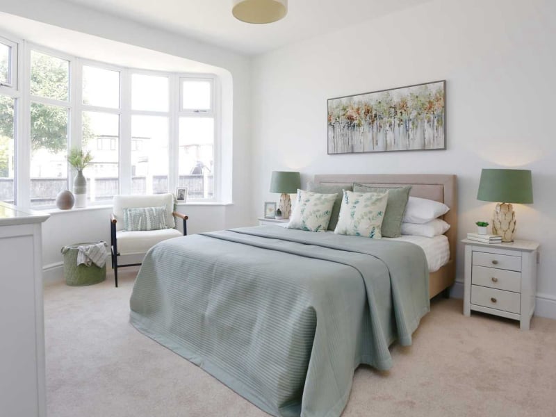 Staged to sell in sage greens and creams