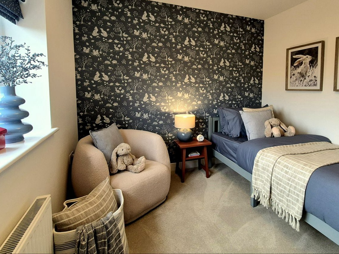 show home childrens bedroom in creams and blues