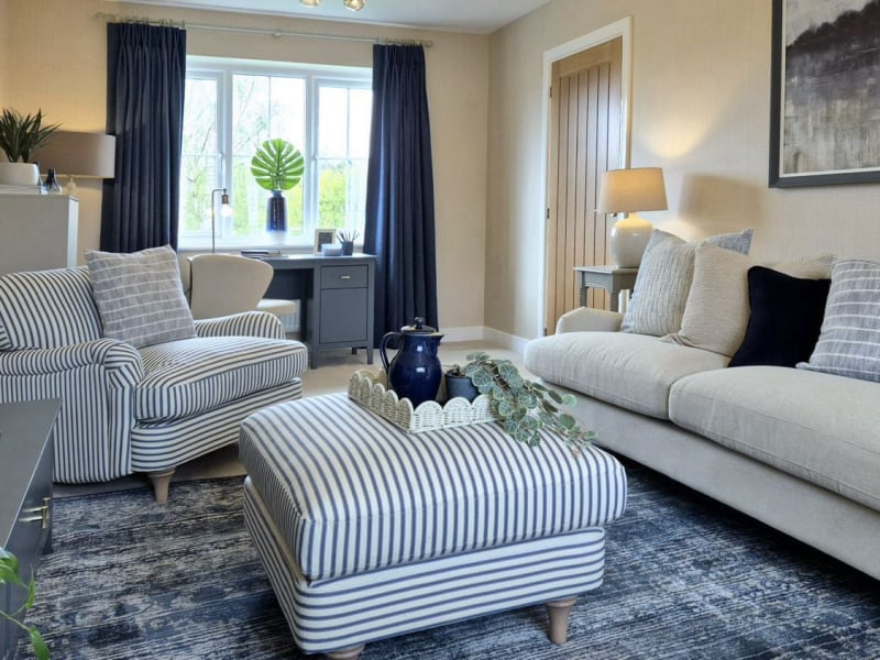 show home lounge in neutrals and dusky blues