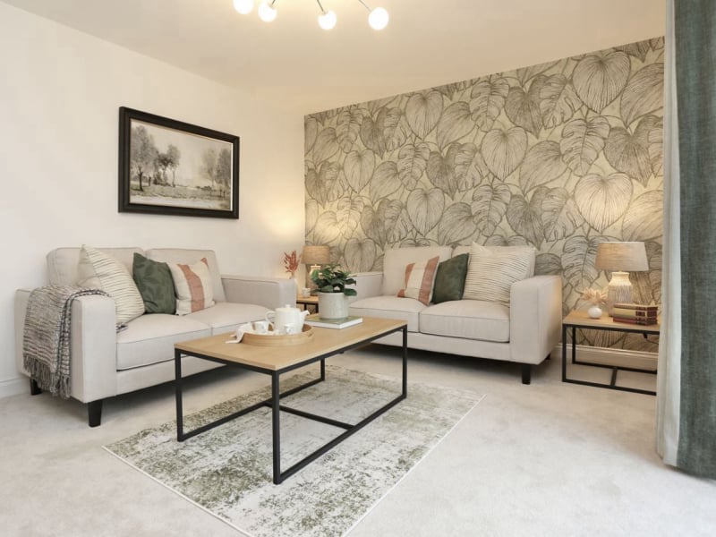 show home lounge in sage green