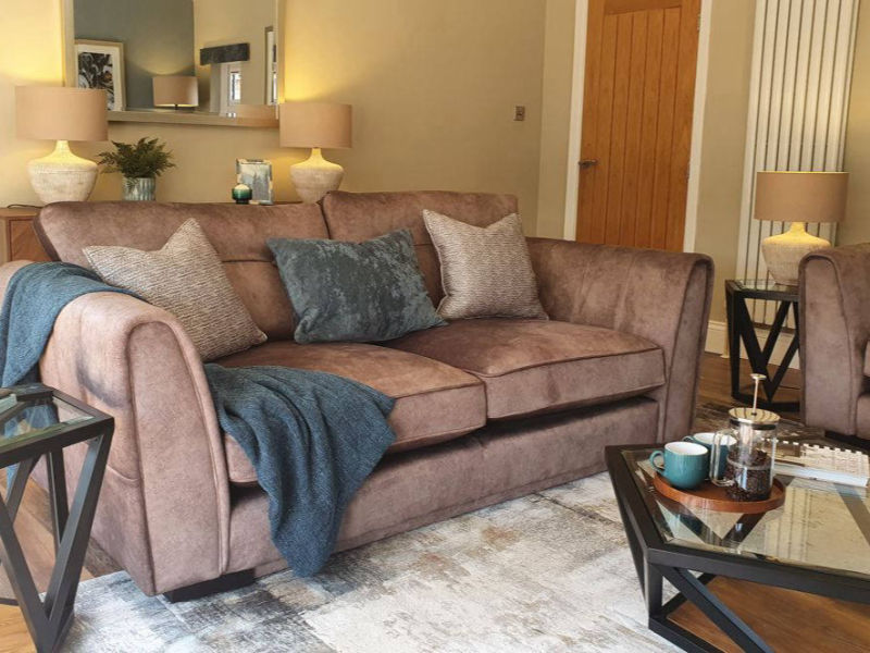 Sea green and taupe lounge